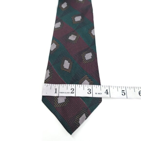 The Valeriano Men Necktie All Silk Geometric Green Red Size 58x3.5 - NWOT - USA - Picture 4 of 5